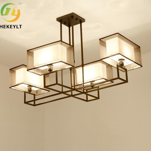 Study Bedroom LED Chandelier Lighting Dining Room Rectangular Ceiling Iron Lighting