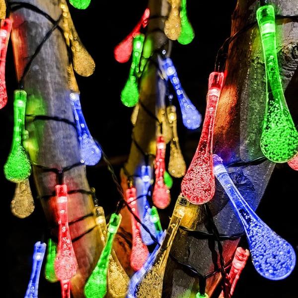 Solar Power Efficient Color Changing Christmas Globe String Lights 8 Modes 100 Led Variable Light Bulb Shape Fairy Hanging Decor