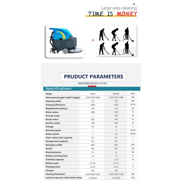 CE Red USA Metal Key Motor Power Building Battery Dual Brush Floor Scrubber Dryer Machine