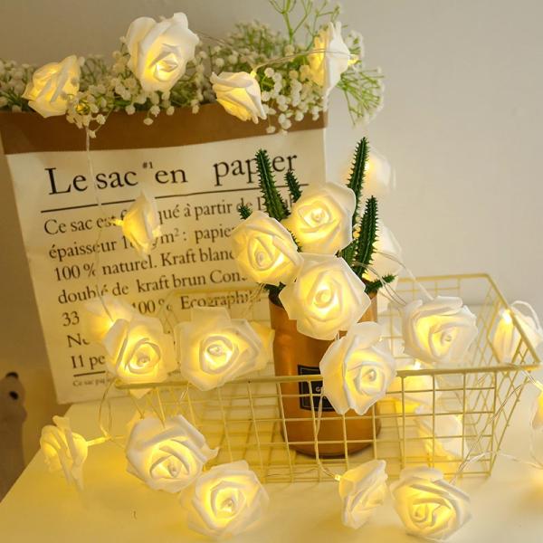 1.5M 10LED Artificial Rose Flower Garland String Light LED Fairy Lights Valentine's Day Wedding Christmas Party Decorations