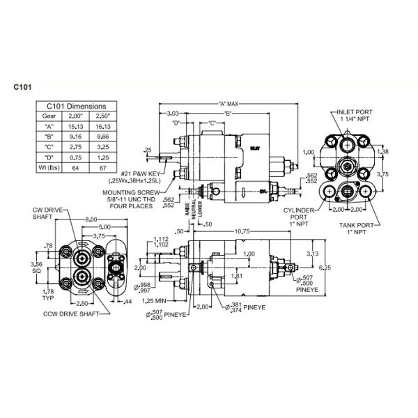 International Standard Cast Iron Hydraulic Gear Pump for Dump Truck C101 C102 G101 G102