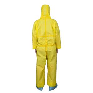 Coverall Type3B устранимый медицинский с 3 частями клобука и желтой лентой