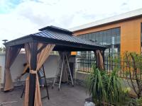 Muebles de pergola multifunción con techo duro patio techo metálico aluminio gazebo exterior