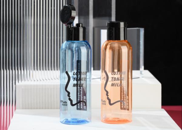 Ombro redondo da garrafa cosmética plástica transparente colorida para a lavagem 400ml do corpo