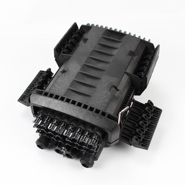 Black Fiber Optic Joint Closure Box Waterproof FTTH Joint Box 2 Inlet 24 Out