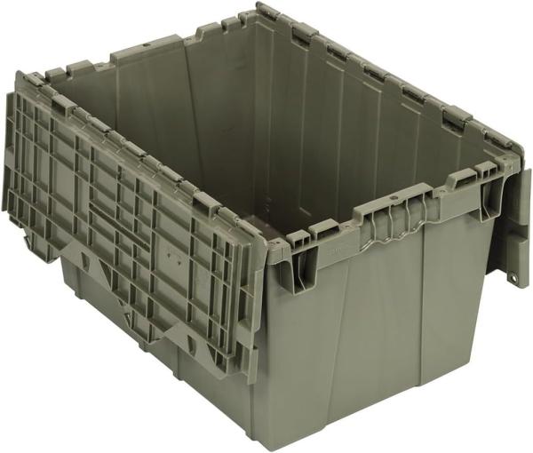 Industrial Plastic Stackable Storage KeepBox Tote Container With Hinged Attached Lid Storage Tote Distribution Container with Hinged Attached Lid