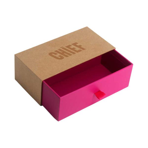 Custom Drawer Jewelry Box Kraft Ecofriendly with Pink Velvet