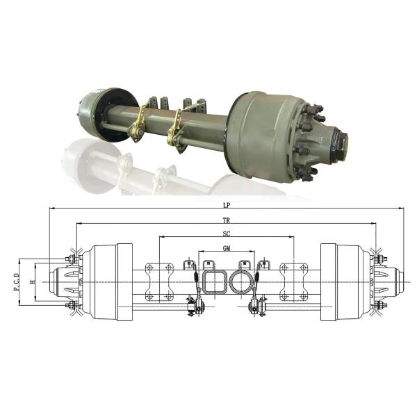 China Factory Trailer Axle Axel 20T с колесами прицепа Колеса части прицепа поставщики