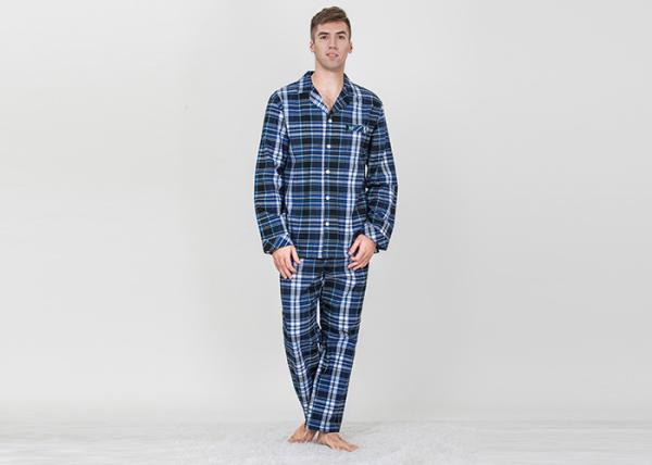 Classic Mens Luxury Sleepwear Woven Cotton Brushed Twill Reverse Collar Shirt