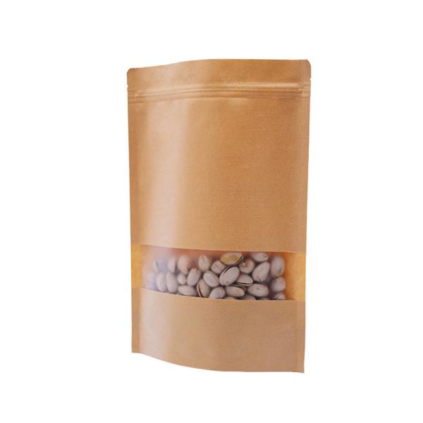 CTCX Eco Friendly Custom Logo Private Ziplock Brown White Kraft Craft Food Paper Packaging Zipper Bags With Window