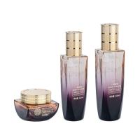 40 ml/100 ml/50 g Vidro Transparente a cilíndrico com gradiente roxo Liso com bomba branca para frasco de embalagem cosmética