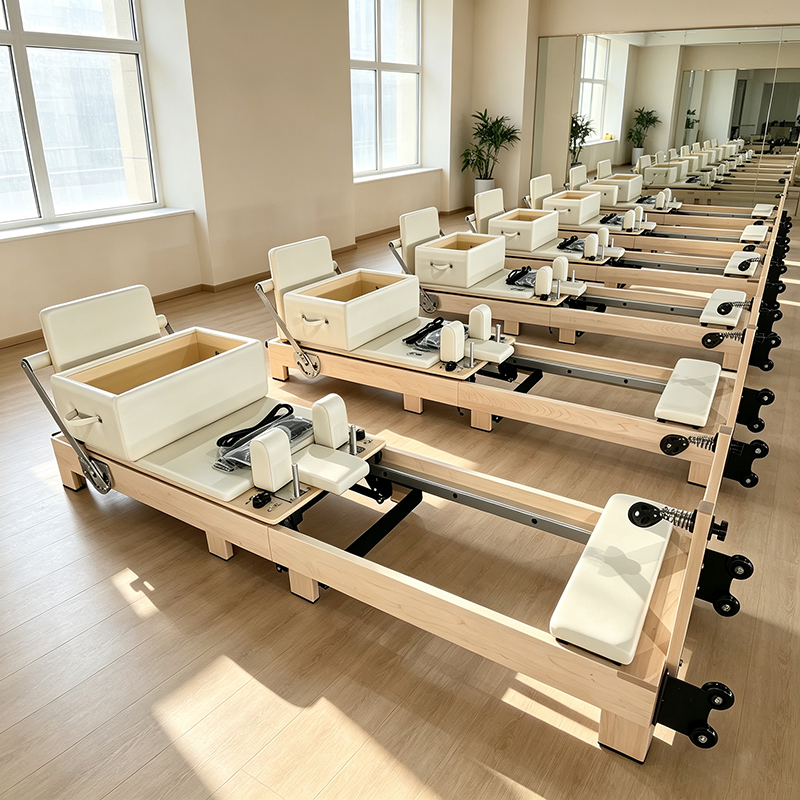 Silent Maple Wood Foldable Pilates Reformer Machine Space Saving ODM