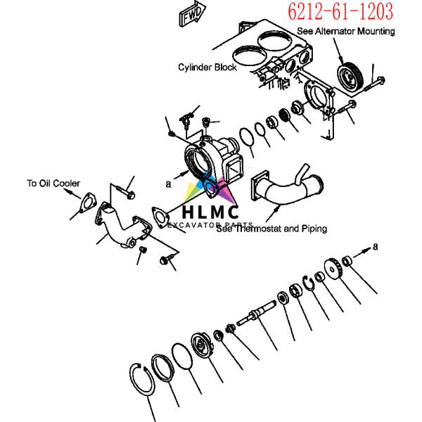 6212-61-1203 S6D140 Wholesale Excavator Engine Spare Parts Water Pump