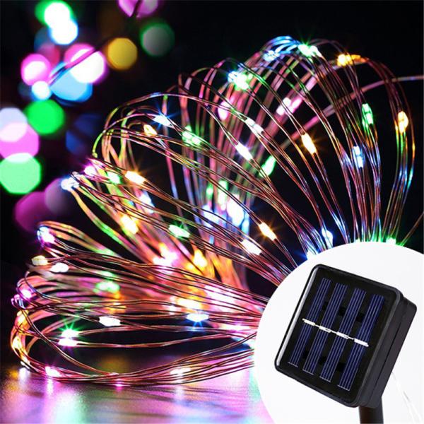 10m 100 LED Multi-Color 2V 150 mAh Solar Panel Powered LED String Light For Outdoor Decoration