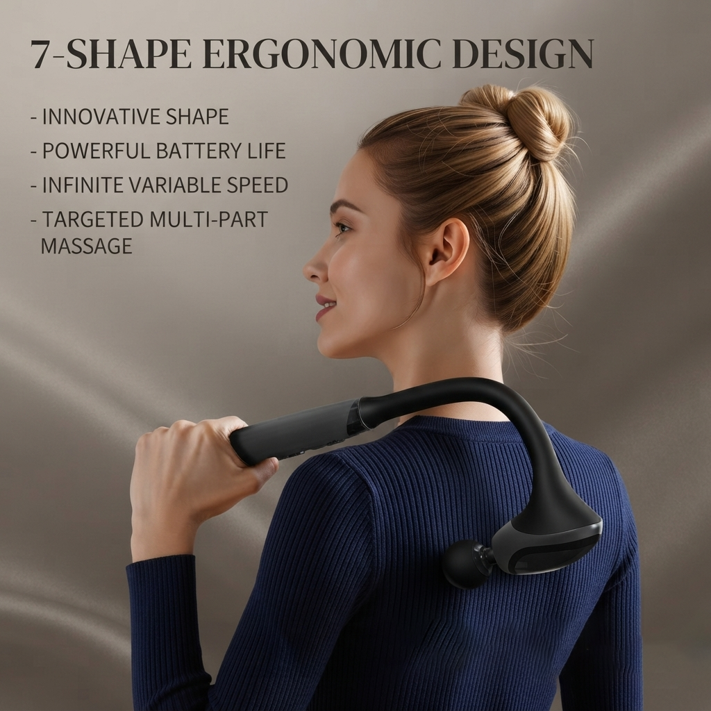 ZN-BM04 Ergonomic 7-Shape Portable Electric Deep Tissue Massage Gun - Detachable
