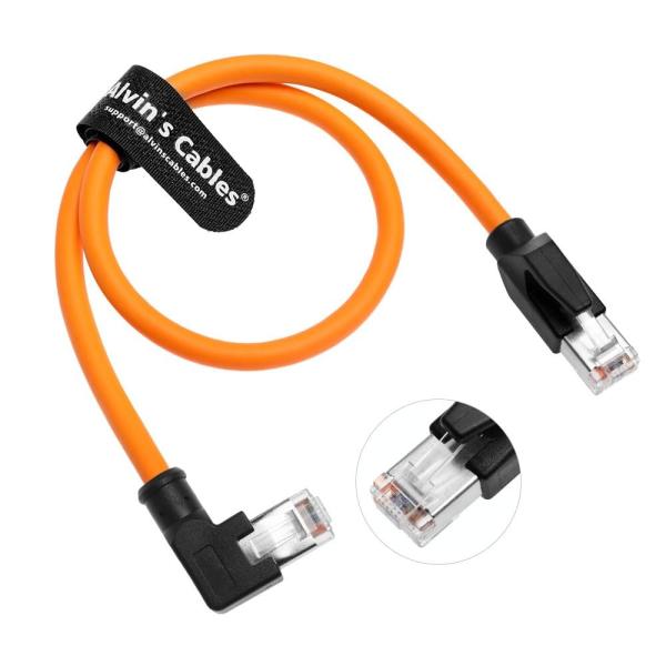 Alvin's Cables Profinet CAT6A câble Ethernet blindé angle gauche haut flexible plaqué or 15m orange pour la robotique PLC
