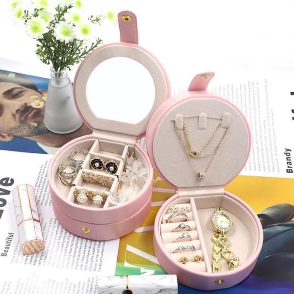 Cajas redondas de joyas de lujo 10.9*10.2*5.9cm Caja de embalaje de papel Impresión de logotipo personalizado