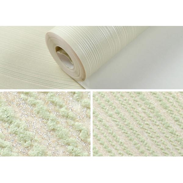 Non Woven Interior Decorating Wallpaper , Beige Flocking Striped Wallpaper For Living Rooms