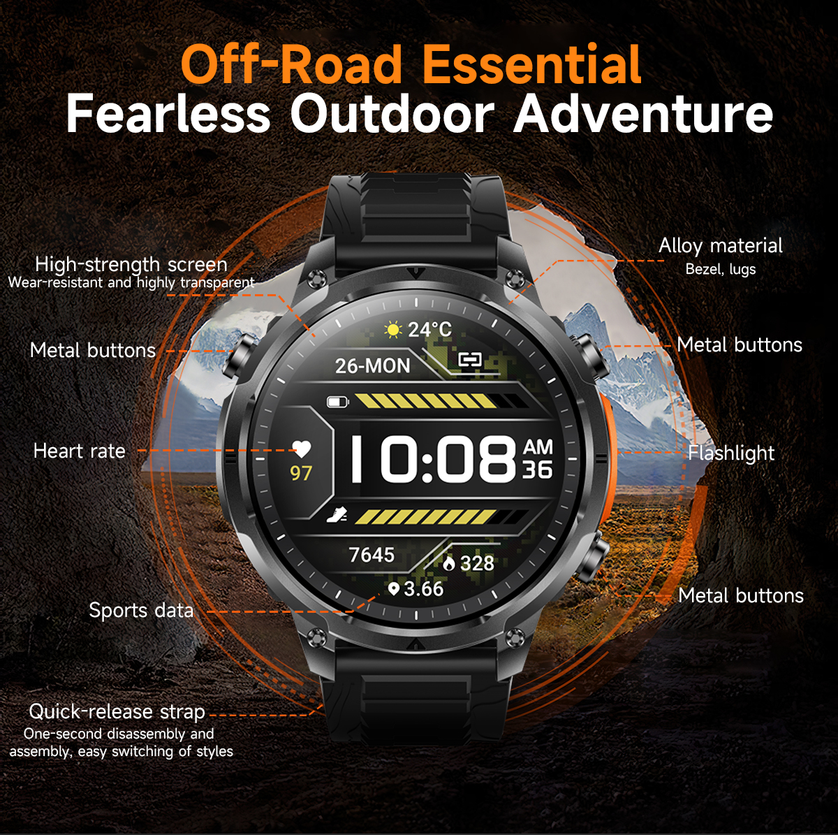Smart Watch 2026 MK100 GPS 44-49mm TFT HD Screen Ultra High Precision Outdoor IP68 Fitness Tracker Multisport Tracker for Men