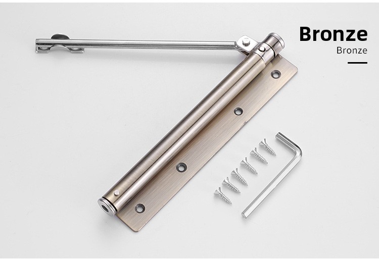 Modern Design Lightweight Stainless Steel Automatic Door Closer Adjustable Speed 180 Opening Invisible Door Spring Bathroom