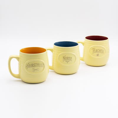 Embossed Relief Teacher's Day Two Tone Mugs Wholesale Embossed Mug Decal Fired For Gift Store Shelves