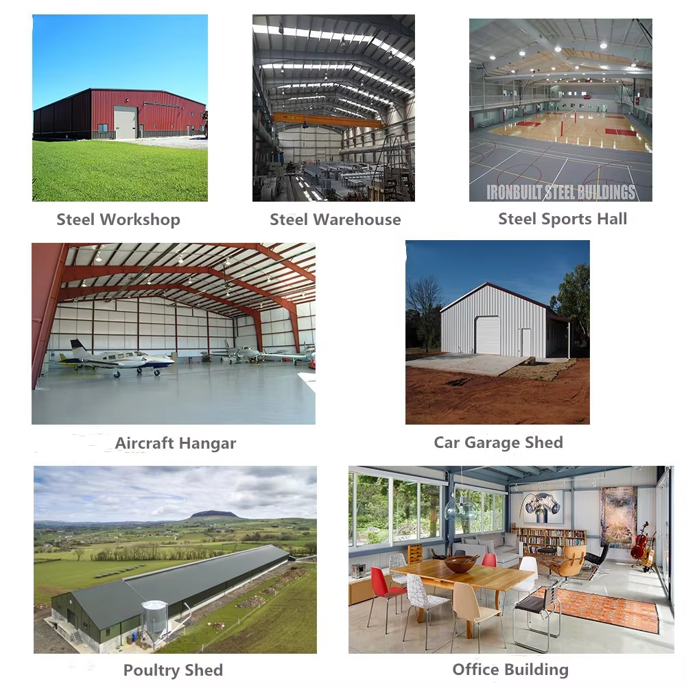 Modern Prefabricated Steel Structure Building Metal Garages Warehouses Industrial Sheds