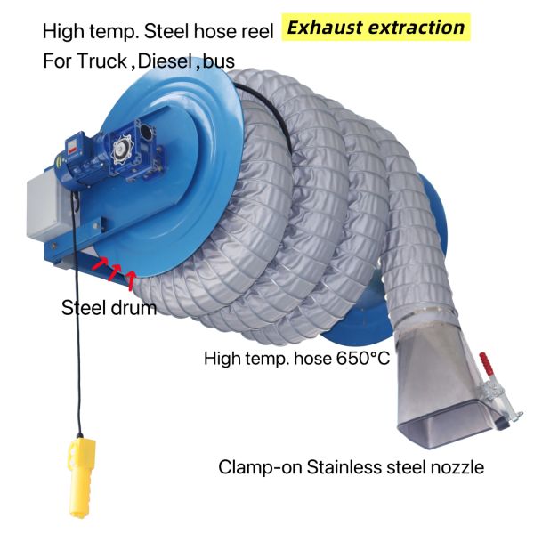 Electric PPS Heavy Duty Hose Reel ATV Spring Loaded Air Hose Reel Fume Extraction