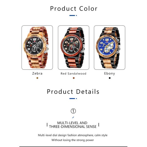 Date Casual 13mm Wooden Quartz Watch