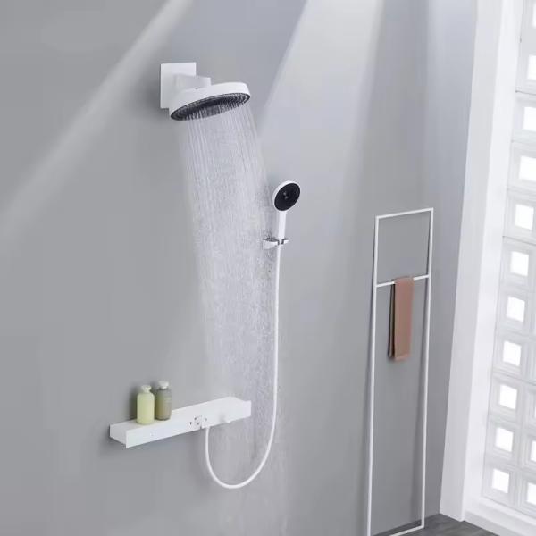 Round Head Shower Faucet Set with Exposed Feature With Slide Bar Function Hot Cold Water