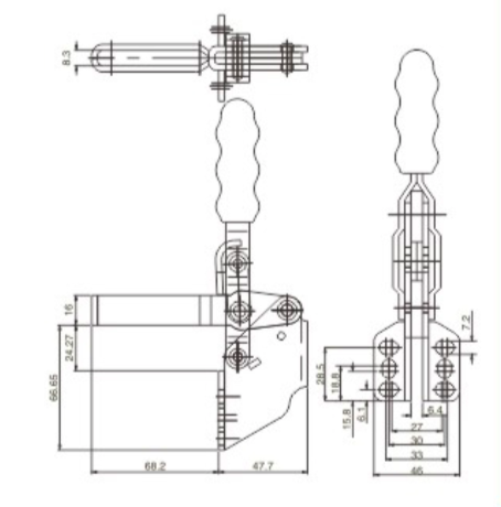 Side Mounted Vertical Toggle Clamp 12130SM Holding Capacity 227kgs Rubber Tip