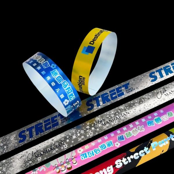 Durable Colorful Holographic Wristbands Perfect for Event Entry & Custom Messaging