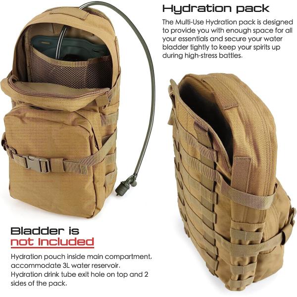 Tactical Hydration Pack Nylon, Molle Hydration Carrier Bag Water Reservoir Bag for Tactical Backpack Plate Carrier