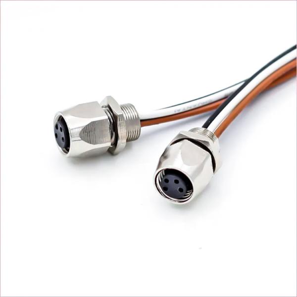 Contactos de latón y conector impermeable de corriente nominal 4A M8 para automatización industrial