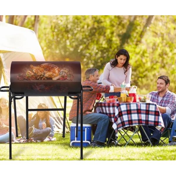 Customized Camping Accessories Black Double Barbecue Charcoal Grill 89.5 X 85.5 X 72CM