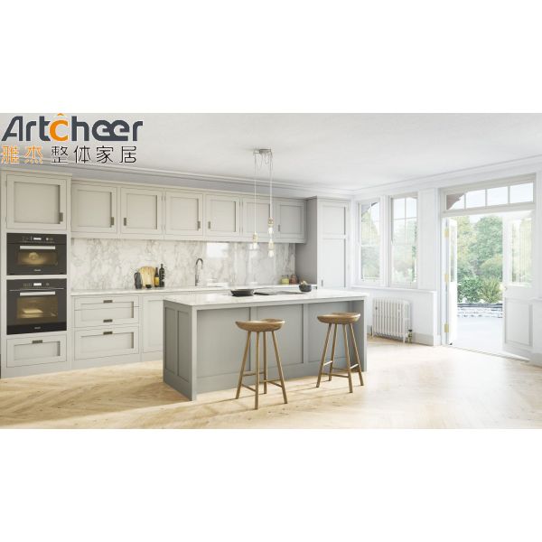 American Style Solid Wood Kitchen Cabinets with Shaker Door Design and Customized Eco-Friendly Colors