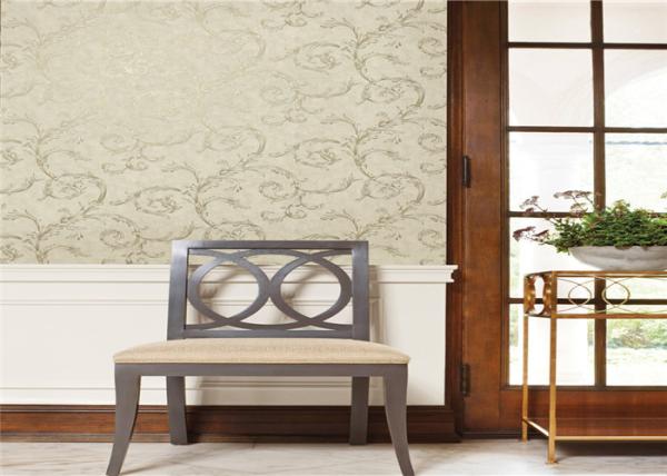 Washable PVC Waterproof Wallpaper / Beautiful Floral Removable Wall Coverings