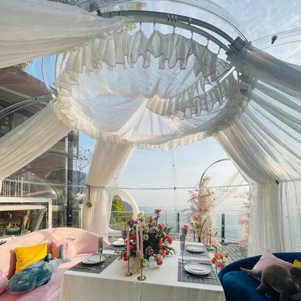 Prefabricated Dome House Geodesic Sunroom with Curtains Dome Homes