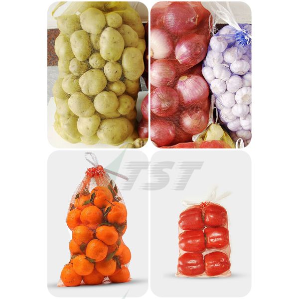 Plastic Polypropylene Tubular Potato Packing Bag Red Mesh Produce Onion Sacks Net Bags for Vegetables