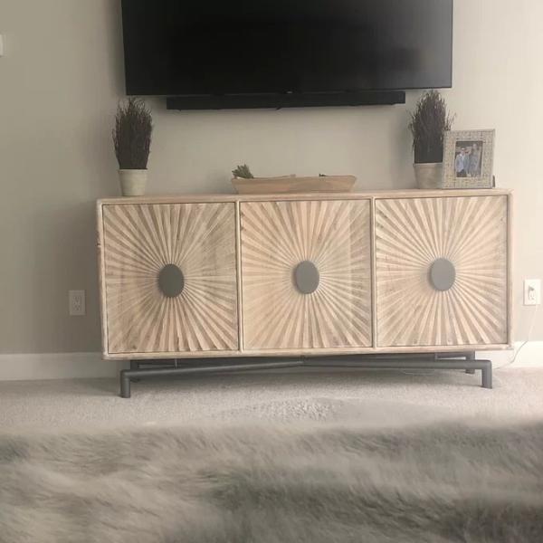 Customized 40 Inch Buffet Cabinet Black TV Sideboard MDF Material