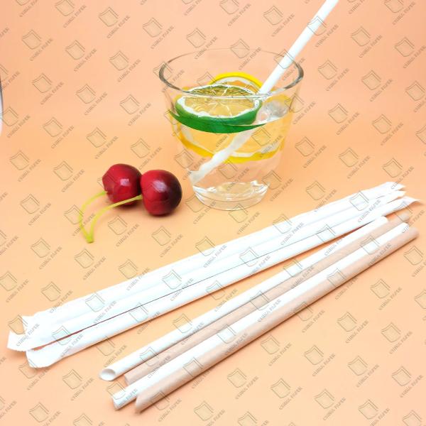 Eco-friendly biodegradável descartável papel embalado individualmente palha de beber