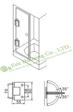 High Quality 90 degree Stainless Steel shower clamp,shower hinge,glass clamp,Satin finish