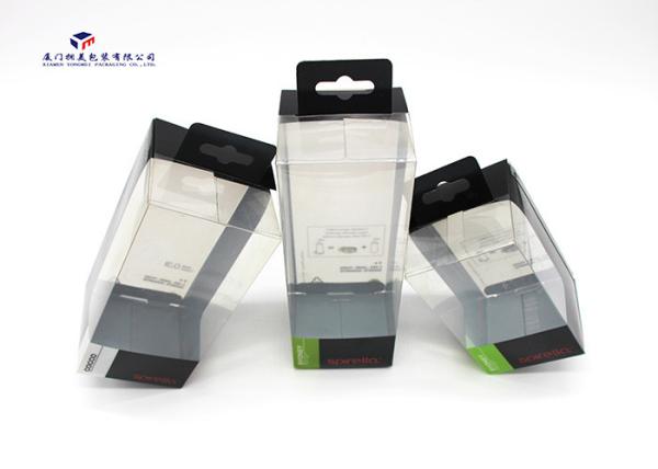 PET Box Clear Window Custom Printed Plastic Boxes With Hang Hole 7.3X7.3X12.8cm