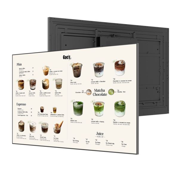 Large Size Digital Menu Boards 75 Inch LCD Advertising Display for Food Chain 4K UHD Commercial Screen