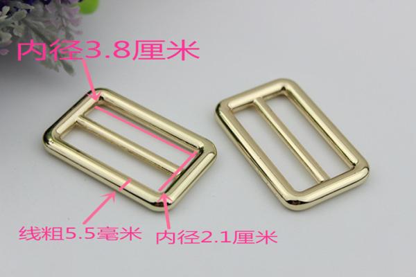 New product 38 mm hanging brush anti brass color zinc alloy metal slide adjustable buckles for bag hardware