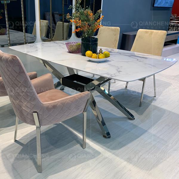 Mesa de jantar de aço inoxidável superior de mármore 78inchx40inchx30inch da mobília da casa