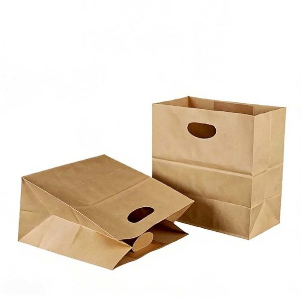 Recyclable Kraft Take Out Bags Eco Friendly Take Away Paper Bags Customizable