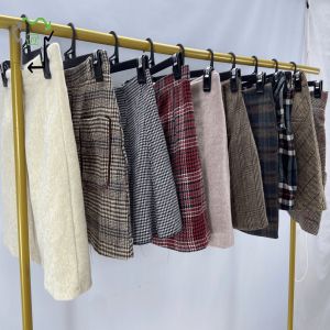 Clean Women Woolen Used Skirts Thin Versatile Maxi Step Hip Short Second Hand