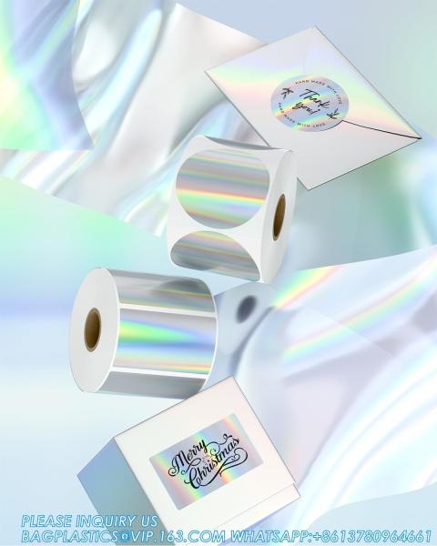 Holographic Round Thermal Label Stickers Circle 2 Inch Printable Rainbow Thermal Printer Labels Stickers Self-Adhesive