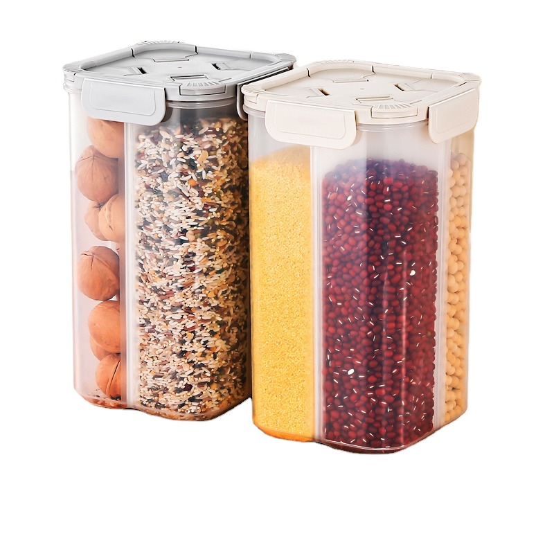 BPA Free Modern 4-Compartment Airtight Plastic Cereal Dispenser Cereal Grain Food Storage Container