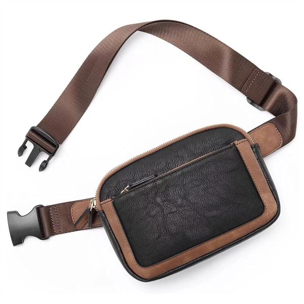 NEW CROSS-BORDER CROSSBODY FANNY PACK WITH ADJUSTABLE STRAPS FAUX LEATHER FOR WOMEN